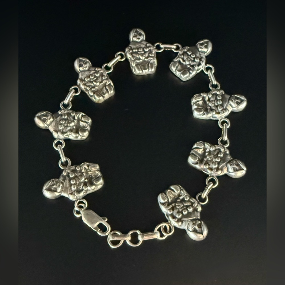 NavajoStoryteller ceramics are beautifully reimagined in this sterling bracelet.